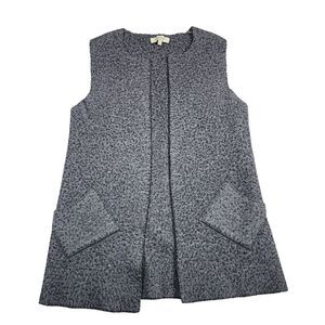 Cocogio Women's Chic Minimalist Merino Wool Blend Open Sweater Vest Gray Size M‎